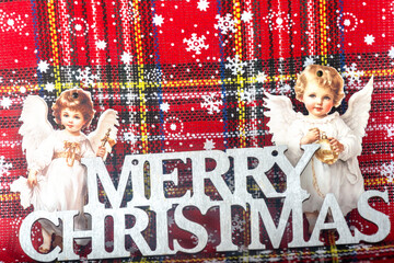 Christmas landscape with gifts and snow. Merry christmas and happy new year . Christmas celebration holiday background