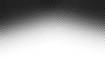 Dynamic black and white halftone dot gradient pattern creating a fading texture for pop art or comic design on a transparent background