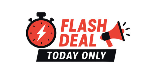 flash deal only today sale banner flat vector illustration iolated