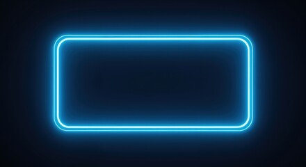 Fototapeta premium Neon Blue Rectangle: A radiant neon rectangle glows against a deep, dark backdrop, providing a modern and energetic visual element.