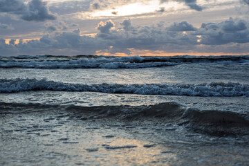 Dark sky over Baltic sea.