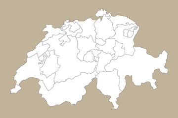 Vector graphic artwork suitable for print and web containing flat detailed map of SWITZERLAND