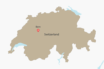 Vector graphic artwork suitable for print and web containing flat detailed map of SWITZERLAND