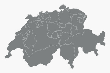 Vector graphic artwork suitable for print and web containing flat detailed map of SWITZERLAND