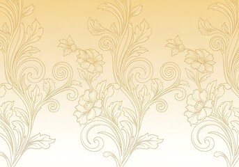 Vintage floral pattern with intricate details and elegant golden swirls