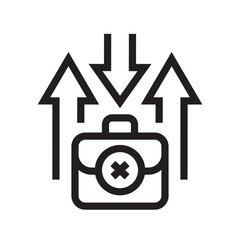 stagflation black line icon for digital and print projects.