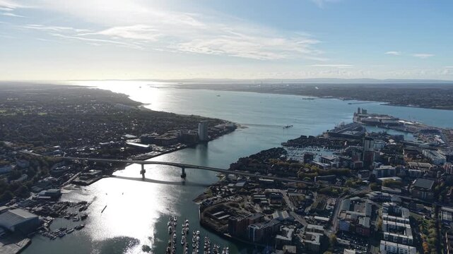 Aerial view of the city of Southampton, Hampshire, England