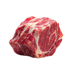 Fototapeta premium Raw marbled beef steak cut with white fat marbling on black background meat, Png On White Background, Isolated on Transparent Background, Cut Out