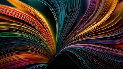 Fototapeta premium Vibrant pages of an open book spread out in a colorful display, showcasing a spectrum of hues that draw attention and spark imagination