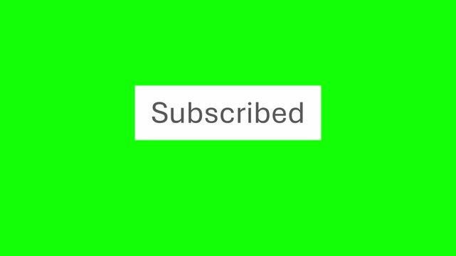 Green screen subscribed button with pixel cursor clicking animation for social media channel growth and engagement. Button For content Creator