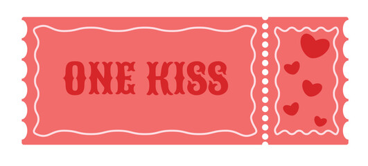 Red love coupon with hearts on a white background. A romantic gift with a wish