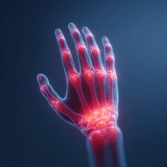Naklejka premium Exploring human anatomy detailed visualization of a hand medical science digital art studio lighting macro view biomechanics