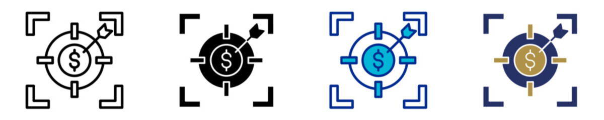 Financial Targeting  Icon Set Multiple Style Collection