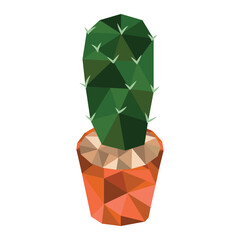 Potted cactus in a polygonal style isolated on a white background