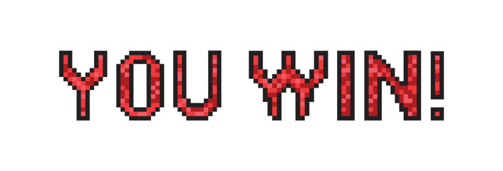 You win pixelated lettering on a white background.