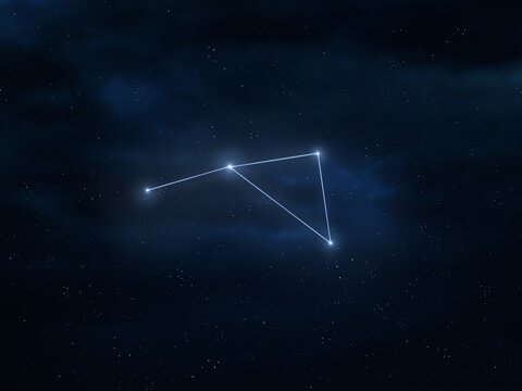 Antlia Constellation in the night sky. Stars are connected into an astrological figure. Astrological symbols.