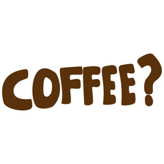 Coffee Word Art Typography Line Illustration For Cafe Poster Design
