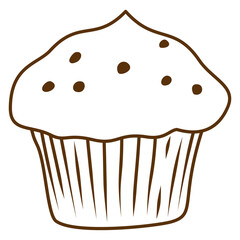Muffin Line Art Illustration For Cafe Menu And Sweet Pastry Breakfast Design

