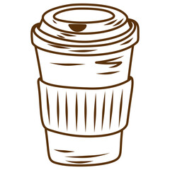 Takeaway Coffee Cup Line Illustration For Cafe Menu And Beverage Design
