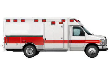 Isolated ambulance with red markings ready for emergency response on a transparent background