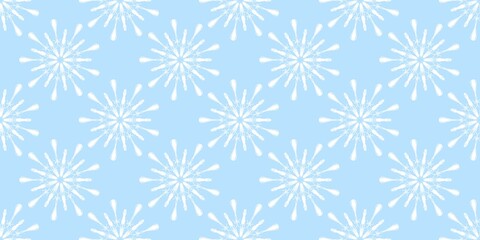 Seamless white snowflake pattern on blue background, perfect for winter design, Christmas decoration, and festive seasonal wallpapers. Elegant and minimal style.