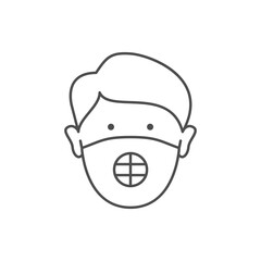 Person in respirator line icon