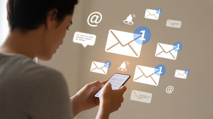 businessman holding social network icon