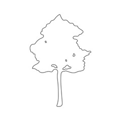 Continuous line drawing of tree on white background.