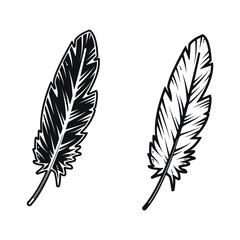Elegant Vintage-Style Feather Illustration – Black and White Vector Design