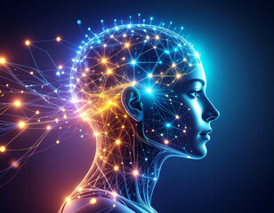 Fototapeta premium Neon Mindscape – Abstract Digital Brain Visualization