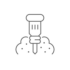 Industrial jackhammer line outline icon