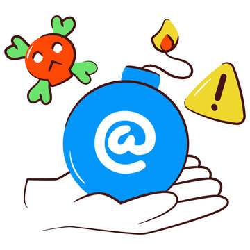 Cyber bomb icon, editable doodle icon