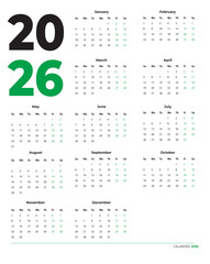 2026 MINIMAL UNITED STATES calendar HIGH RESOLUTION 