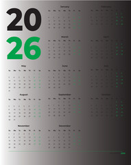 2026 MINIMAL UNITED STATES calendar HIGH RESOLUTION 