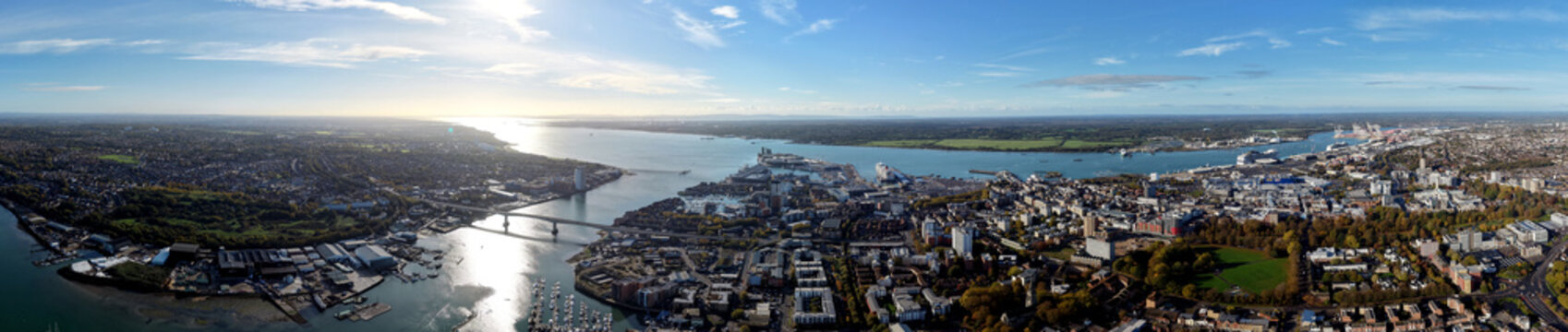 Aerial view of the city of Southampton, Hampshire, England