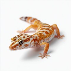 Leopard gecko exploring a white surface in a well-lit indoor environment