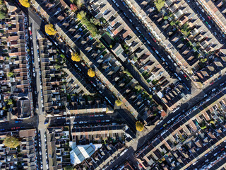 Typical residential area of ​​England view from above