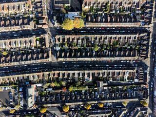 Typical residential area of ​​England view from above