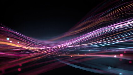 Abstract digital lines and glowing particles