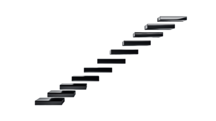 Floating Modern Stairs on Transparent Background
