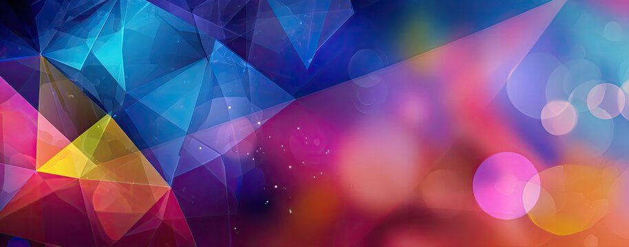 Vibrant abstract design with geometric shapes and blurred bokeh