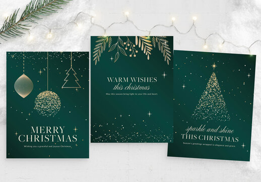 Christmas Flyer, Invite & Poster Template in Green & Gold Luxury, Elegant & Classic Festive Theme