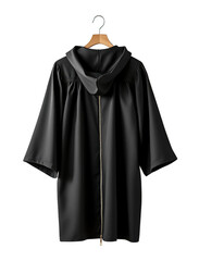 Black hooded cape with zipper isolated on black background isolated on white background isolated on transparent background