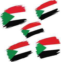 Sudan flag National symbols - flag of sudan Flag Sudan from brush strokes. Flag Republic of Sudan on transparent background white background 