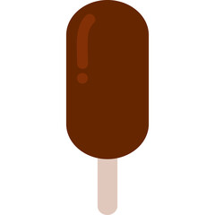 A Chocolate Covered Ice Cream Bar on a Stick Isolated on a White Background with a Glossy Finish