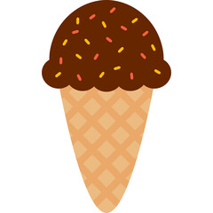 A Chocolate Ice Cream Cone With Colorful Sprinkles On A Transparent Background A Sweet Summer Treat