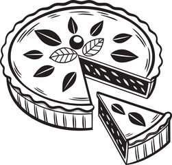 Delicious baked apple pie with a slice cut out ready to serve isolated on transparent background