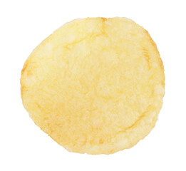 Single potato chip isolated on transparent background