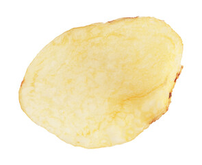 Single potato chip isolated on transparent background