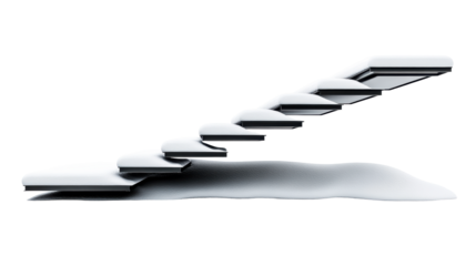 Modern Floating Stairs on Transparent Background